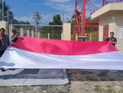 Sambut HUT ke-80 RI, Polres Sabang Kibarkan Bendera Merah Putih di Tower Polri